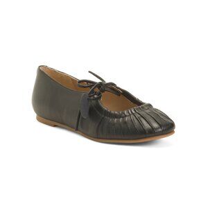 JELAVU Black Leather Ellie Flats